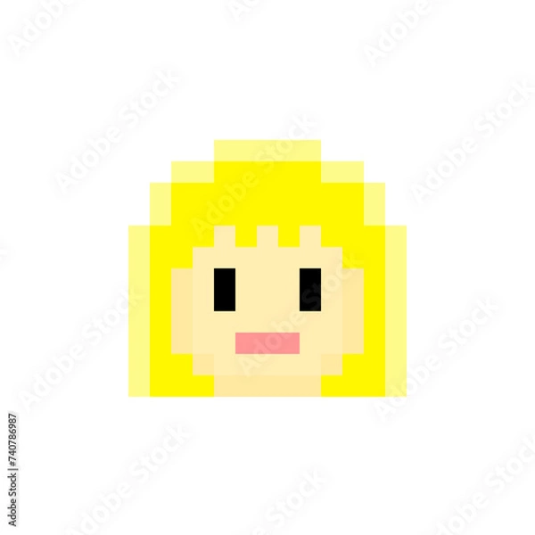 Obraz ドットで描かれた長い金髪の人の顔のゲームイラスト