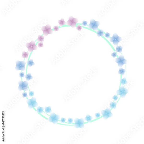 Obraz グラデーションの青と紫のさわやかな紫陽花フレーム