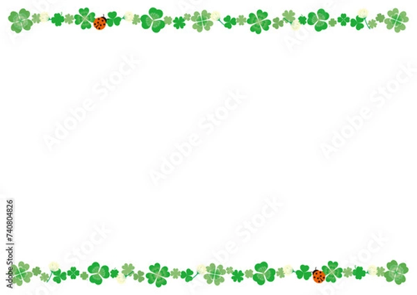 Obraz クローバーとシロツメクサのラインフレーム