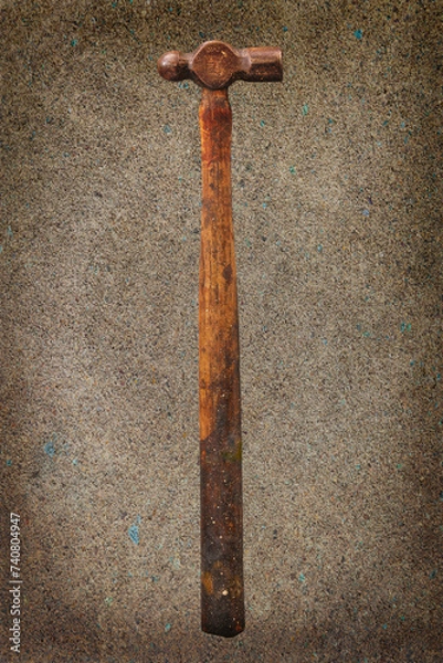 Obraz A small, slightly rusty ball peen hammer proudly wears its decades old patina that attests to reliability and utility through the years.