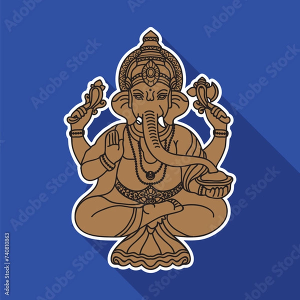 Obraz Ganesha illustration vector sketch design on blue background
