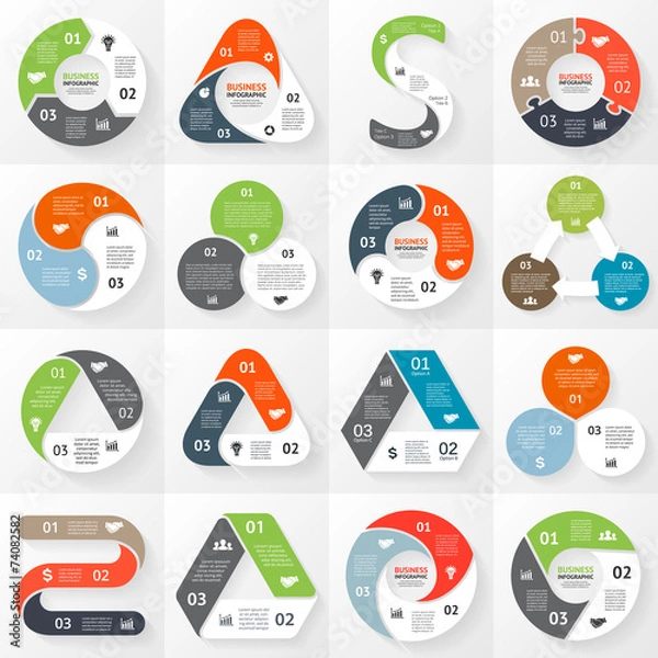 Obraz Infographic, diagram, 3 options, parts, steps.