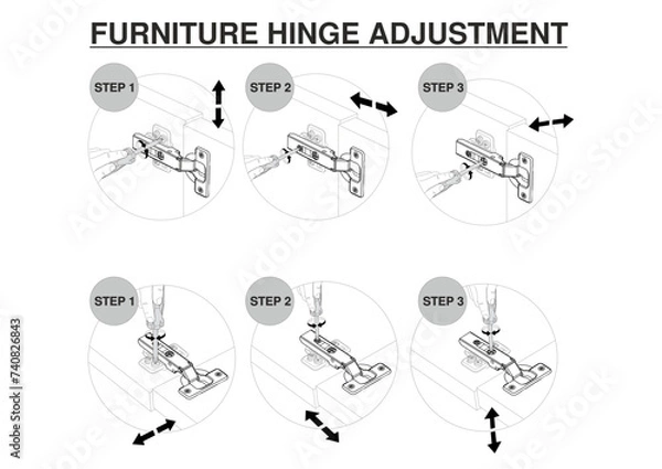 Fototapeta Flexible Furniture 180 Degree Hinge SVG File: Wide Angle Solution for Your Doors and Cabinets