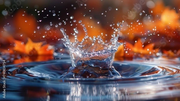 Fototapeta Refreshing water splash dynamic droplets frozen in time vibrant energy