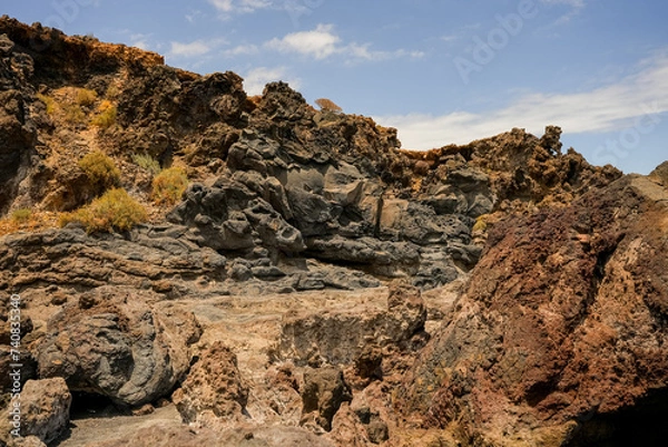 Obraz Beautiful rocks and turquoise sea on the coast of the Canary Islands, Tenerife Spain.	