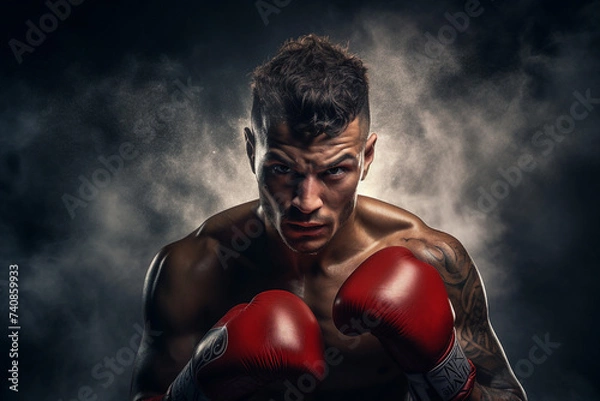 Fototapeta Boxing club gym for boxers training athletic conceptual Generative AI image