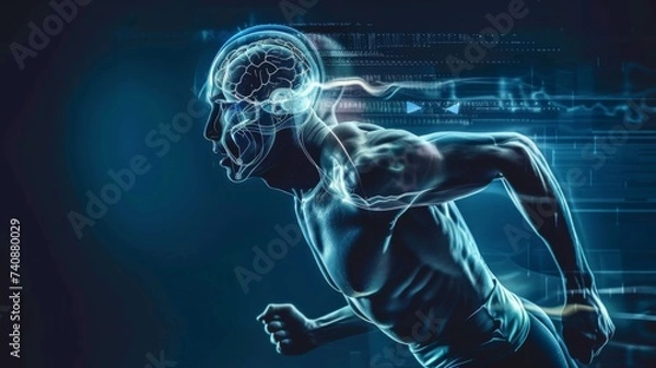 Fototapeta Athletes using neural interfaces to optimize performance technology meeting human potential