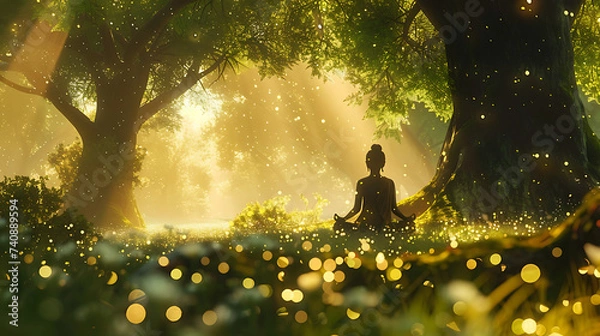 Fototapeta Magical Tree Meditation in Enchanted Forest