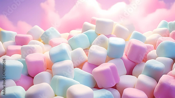 Obraz Colorful marshmallows, marshmallows copy space