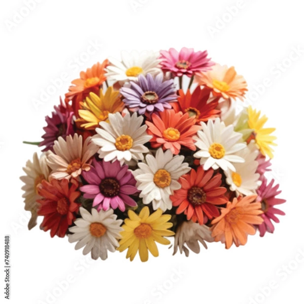 Fototapeta bouquet of multi color daisy  flowers isolated on white 
