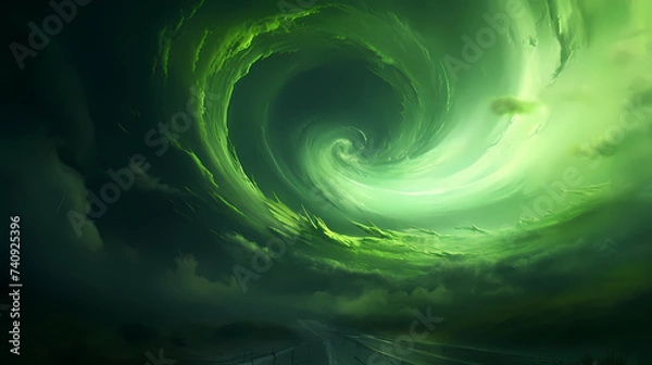 Fototapeta Powerful tornado, catastrophic natural phenomenon