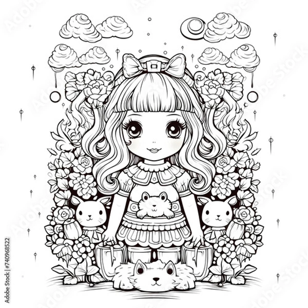 Obraz Coloring Pages for Kids, created with generative AI technology