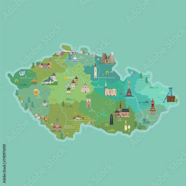 Obraz Map of Czech Republic