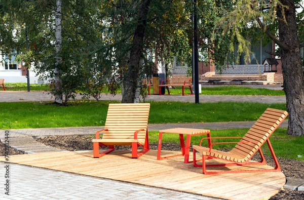 Fototapeta Recreation area in the park of the city of Arkhangelsk, Russia