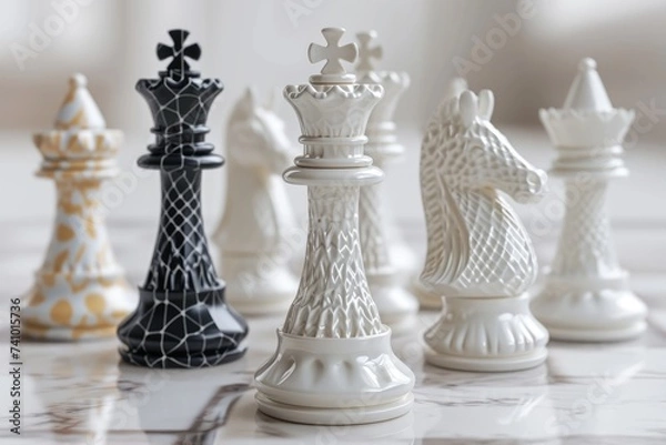 Fototapeta Creative chess: captivating journey through imaginative compositions, artistic arrangements, strategic brilliance, exploring boundless realm where creativity converges with the timeless game of kings.