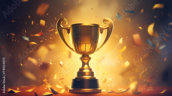 Fototapeta Golden trophy winner cup with copy space