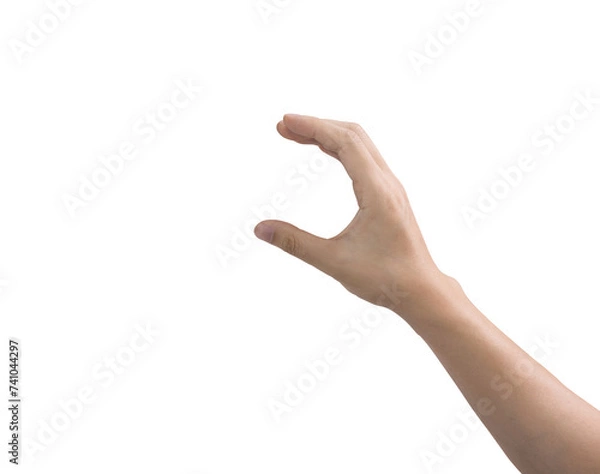 Fototapeta Man hand holding isolated on white background with clipping path.