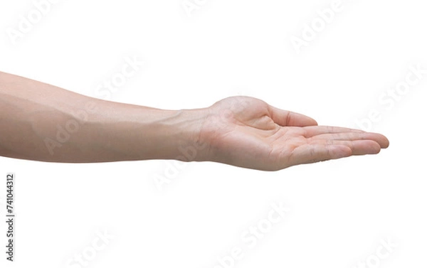 Fototapeta Man hand holding isolated on white background with clipping path.