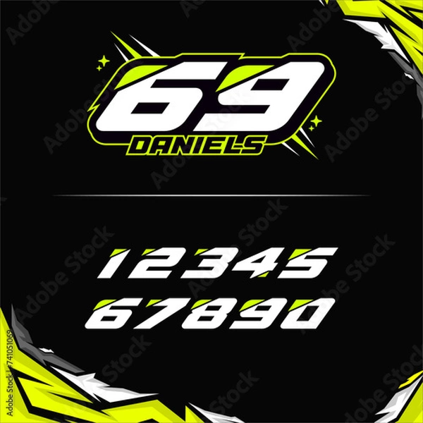 Fototapeta vector racing numbers for drag motorbikes and cars	
