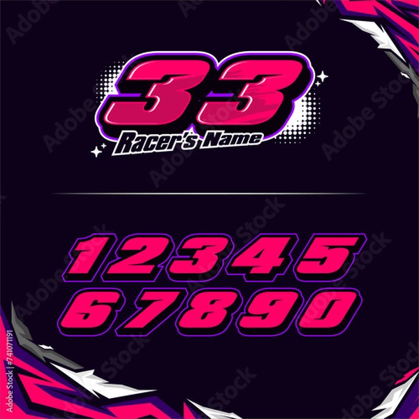 Fototapeta vector racing numbers for drag motorbikes and cars