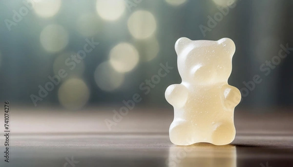 Obraz White gummy bear with bokeh background