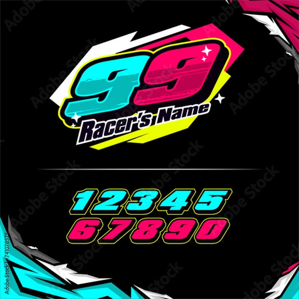 Fototapeta vector racing numbers for drag motorbikes and cars	