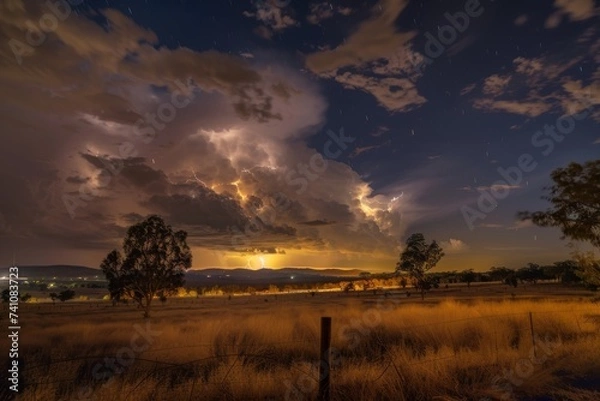 Fototapeta Electric moment in the sky: a captivating display, Generative AI