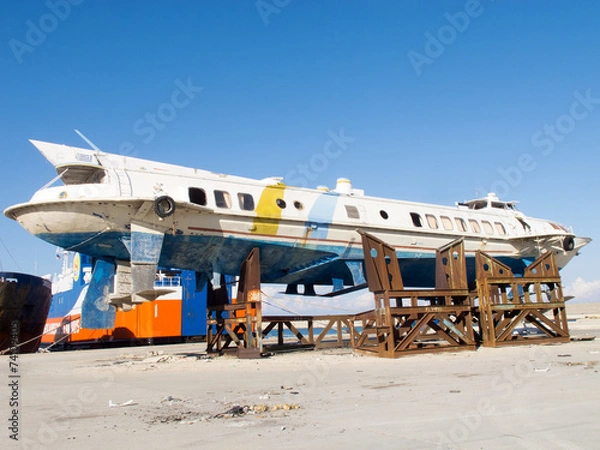 Fototapeta Flying Dolphin type fast ship offshore