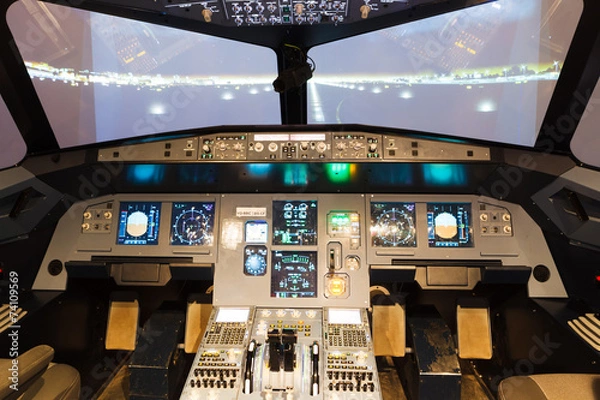 Fototapeta inside of homemade flight simulator cockpit