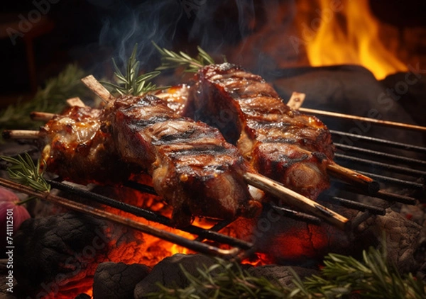Fototapeta Budget Friendly Feast Enjoy Gourmet Lamb Chops at Home No Restaurant Needed Celebrate with Flavor Grilled Lamb Chops Perfect for Any Occasion