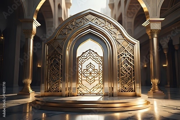 Obraz islamic ramadan podium with arabic style made with Generative AI	
