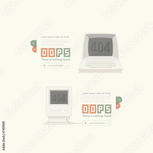 Fototapeta Website design template element: Page not found, 404 error