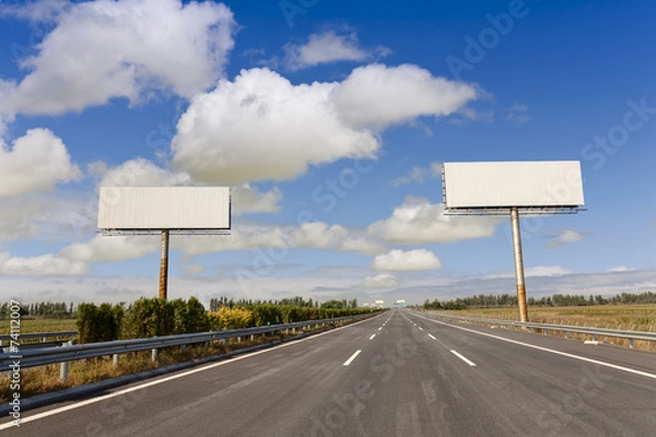 Fototapeta two blank billboards by the highway