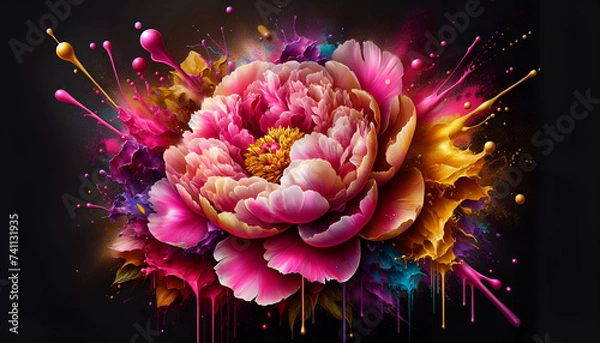 Obraz pink and yellow explode flower