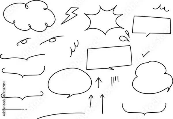 Obraz あしらい｜ふきだしセット｜パス化｜線幅変更可