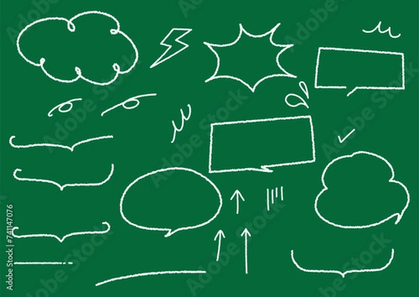 Fototapeta チョーク風あしらい｜ふきだしセット｜パス化｜線幅変更可