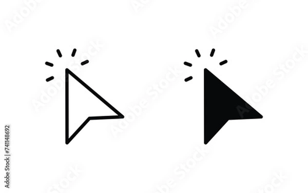 Fototapeta Cursors icons click set. Cursors icon click, Clicking cursor, pointing hand click icon vector illustration