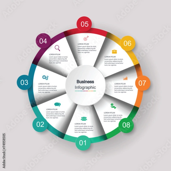 Obraz Eight Stage Process Cycle Business Infographic