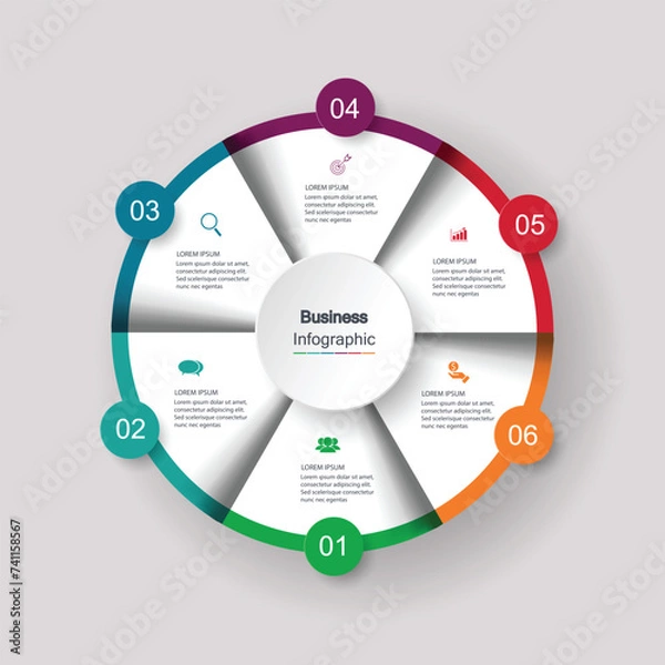 Obraz Six Stage Process Cycle Business Infographic
