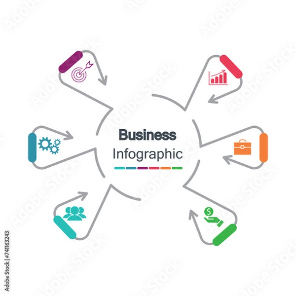 Obraz Six Stage Process Cycle Business Infographic
