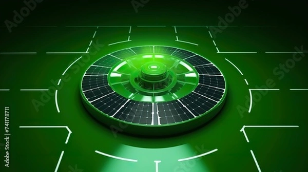 Obraz Technology chip in green light source lines, chip emits green energy, energy output