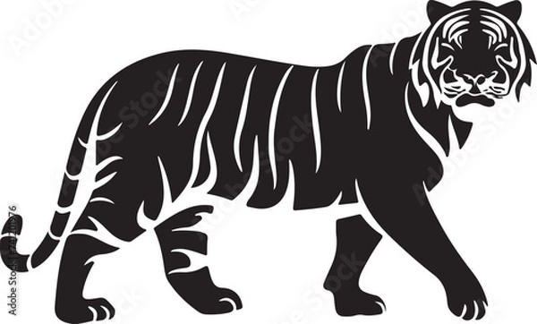 Obraz Black tiger silhouettes vector illustration