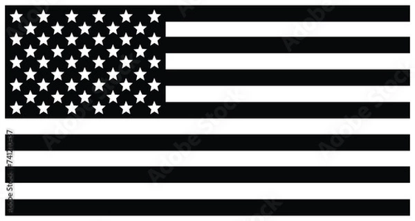 Obraz black and white version of the US flag vector isolated on wite bg.