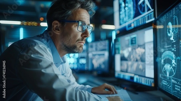 Fototapeta Blueprints of Innovation: Engineer Drafting Wind Turbine Design for a Sustainable Future