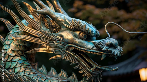 Fototapeta 夜空を舞う黄金の龍