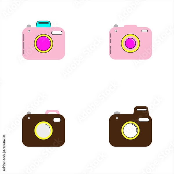 Obraz Flat camera icon set collection