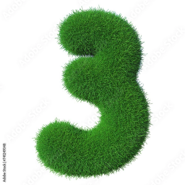 Fototapeta Grass Number 3 green font 3d render
