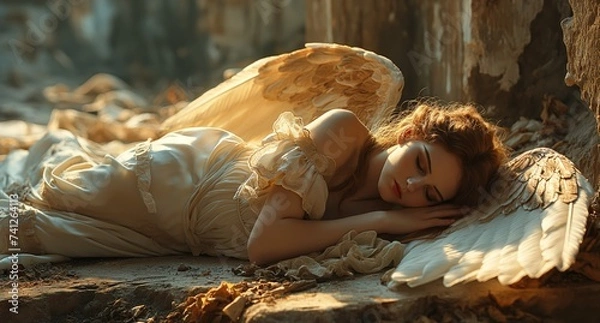 Fototapeta beautiful angel sleeping. Created with Generative AI.