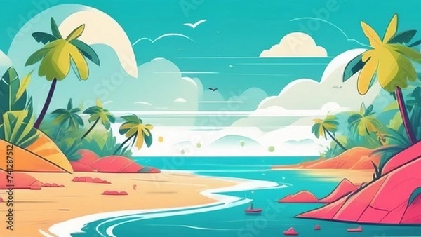 Fototapeta beach with palm trees