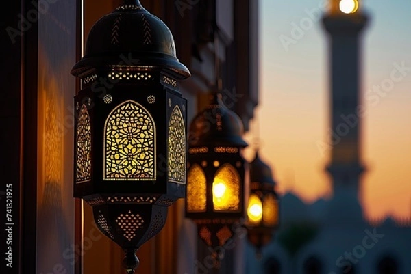 Obraz ramadan kareem eid mubarak photo mosque lamp